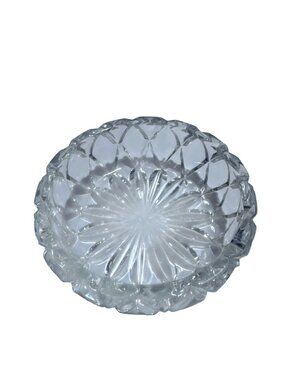 Decorative Cut Glass Bowl 5 Inch Width Clear Textured Design Glassware
